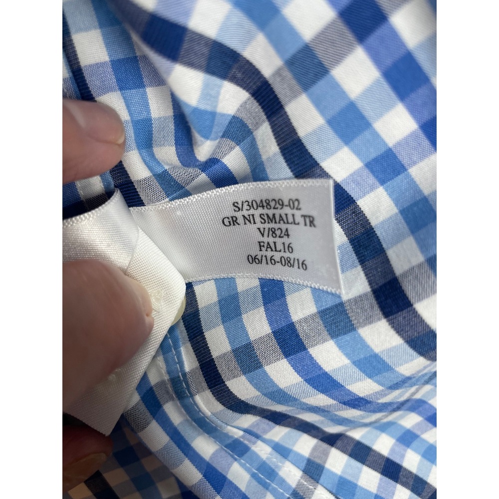 Banana Republic Button Down Shirt Mens Small Blue Plaid Woven Grant Fit Non-Iron - Picture 9 of 10